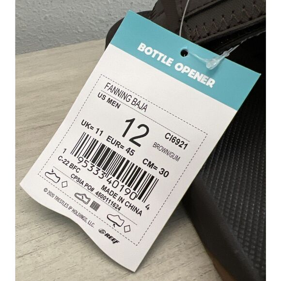 Reef CI6921 Fanning Baja Bottle Opener Sandals Men's Sz 12 Brown/Gum - Picture 2 of 14